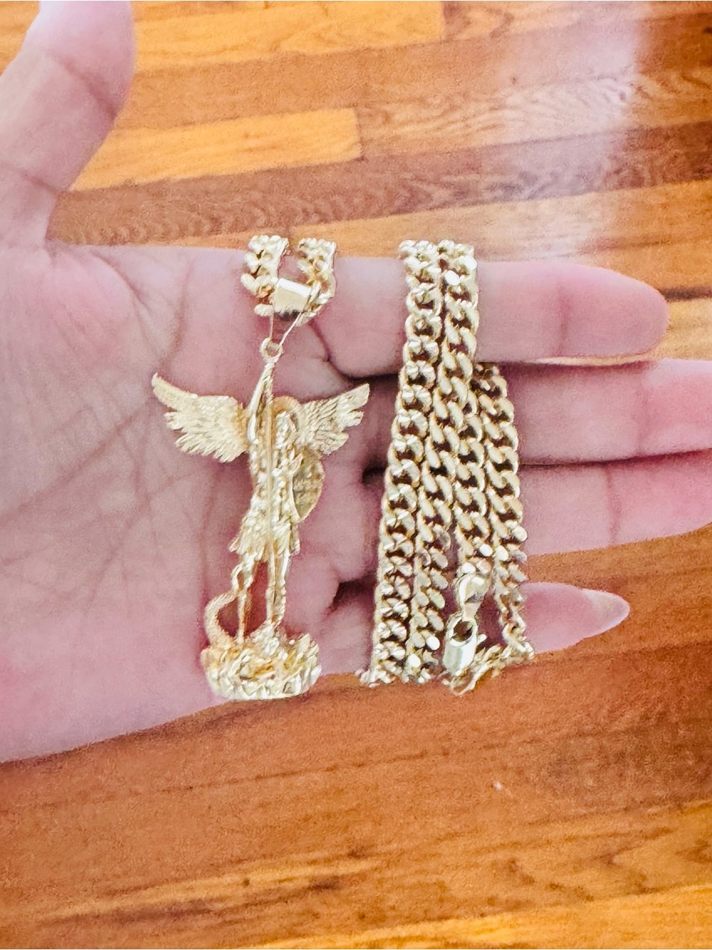 14K Gold Plated Saint Michael the Arcangel men’s necklace. New